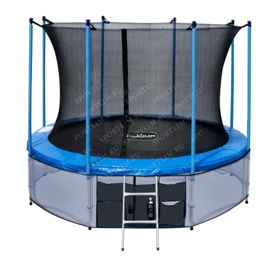 Батут i-JUMP 12ft 3,66м с нижней сетью и лестницей (blue)